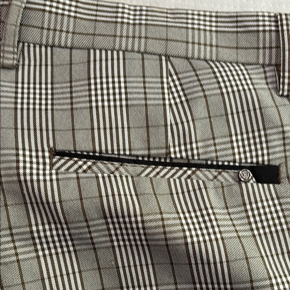 Men's Beige plaid Pants - Picture 2 of 6
